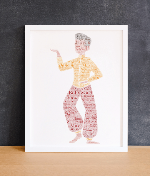 Male Bollywood Dancer – Personalised Word Art Gift Dance Gifts