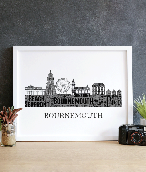 Personalised Bournemouth Skyline Word Art Print City Skyline Prints