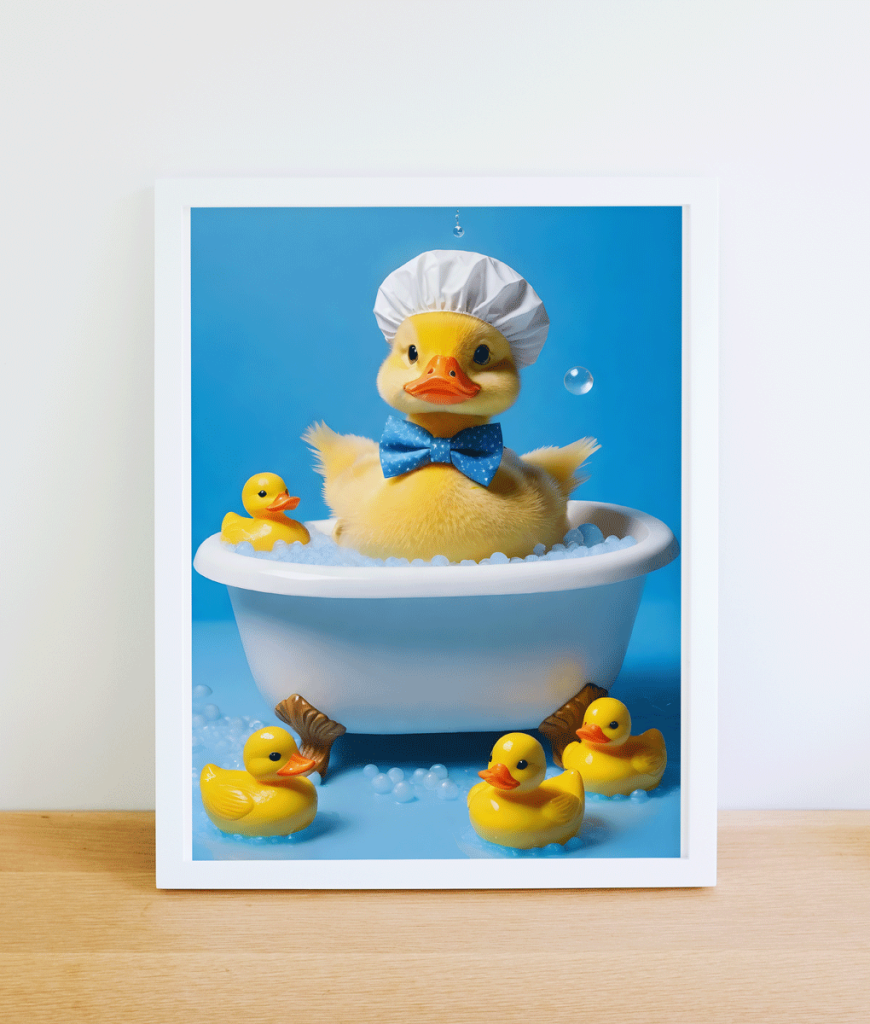 Funny Duck Bathroom Picture – In The Bath Animal Prints