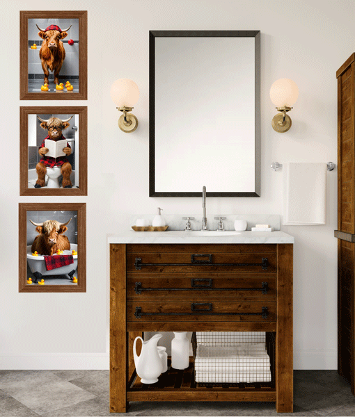 Highland Cow Bathroom Pictures – The Full Set