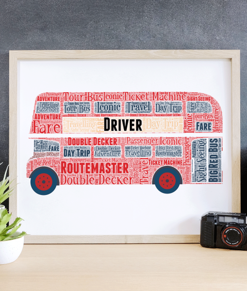 Personalised Red Double Decker Wall Art – Bus Driver Gift Gifts For Children