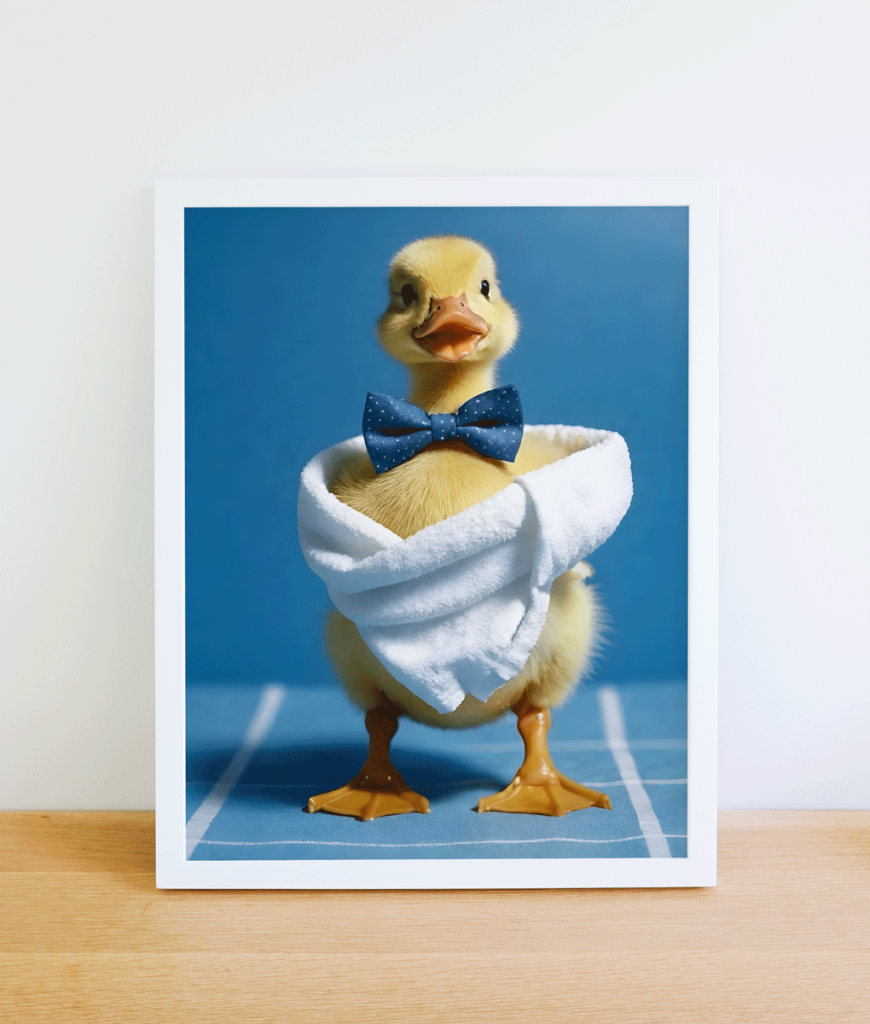 Funny Duck Bathroom Picture – Drying With A Towel Animal Prints