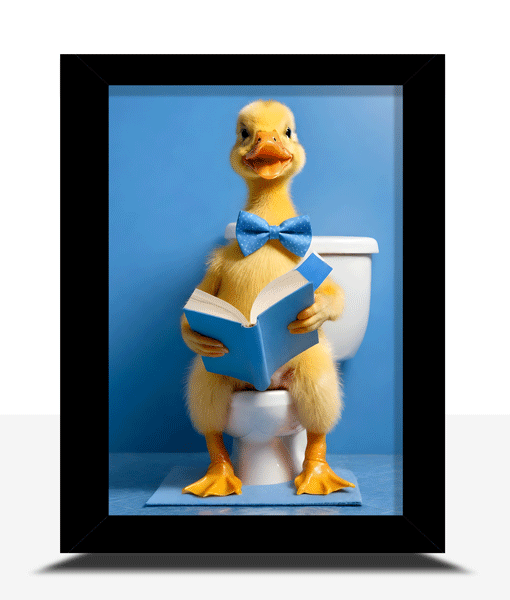 Funny Duck Bathroom Picture – On The Toilet Animal Prints