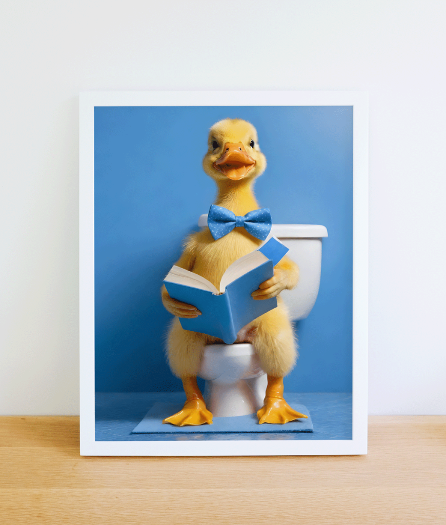 Funny Duck Bathroom Picture – On The Toilet Animal Prints