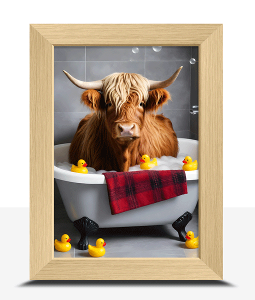Highland Cow Bathroom Picture – In The Bath