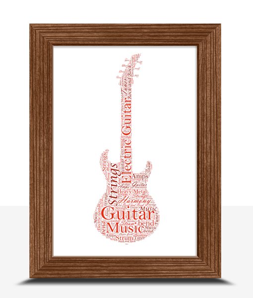 Personalised Electric Guitar Picture Word Art Print Gift Fathers Day Gifts