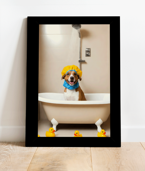 Funny Dog Bathroom Picture – Dog In The Bath Animal Prints