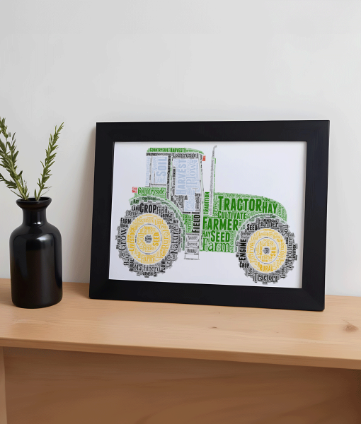 Personalised Tractor Word Art Picture Frame Christening Gifts