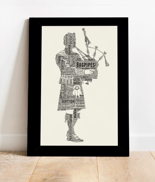 Scottish Bagpiper Personalised Word Art Bagpipes Picture Gift Music Gifts