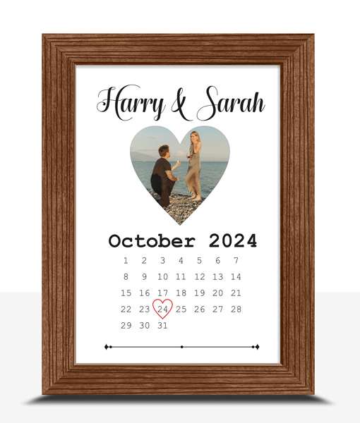 Engagement Photo Gift – Personalised Calendar Photo Print Engagement Gifts