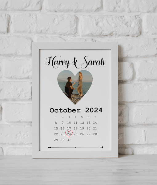 Engagement Photo Gift – Personalised Calendar Photo Print Engagement Gifts