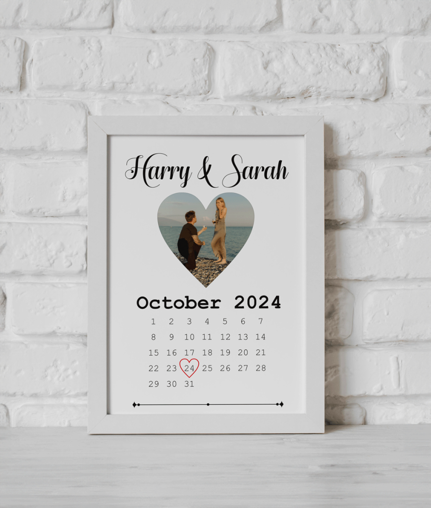 Engagement Photo Gift – Personalised Calendar Photo Print Engagement Gifts