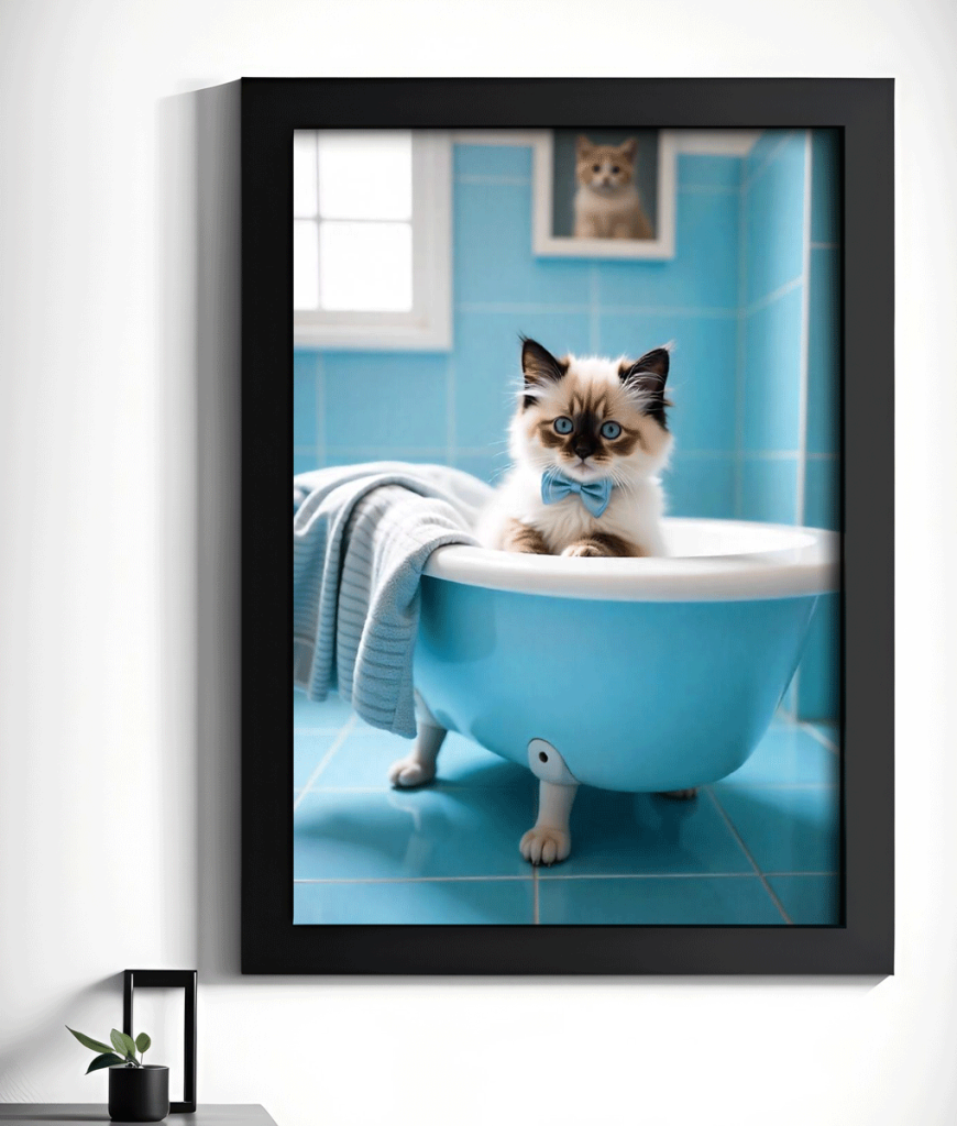 Funny Cat Bathroom Picture – In The Bath Animal Prints