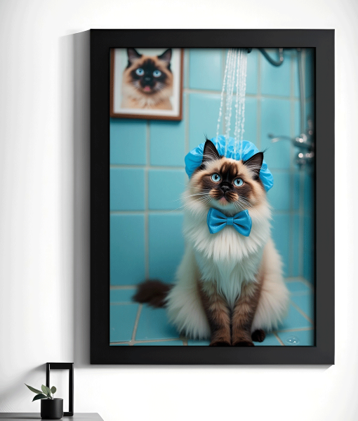 Funny Cat Bathroom Picture – In The Shower Animal Prints