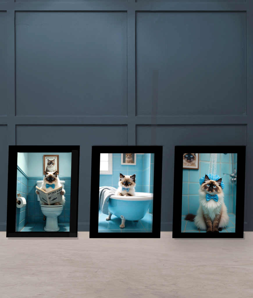 Funny Cat Bathroom Pictures – The Full Set Animal Prints