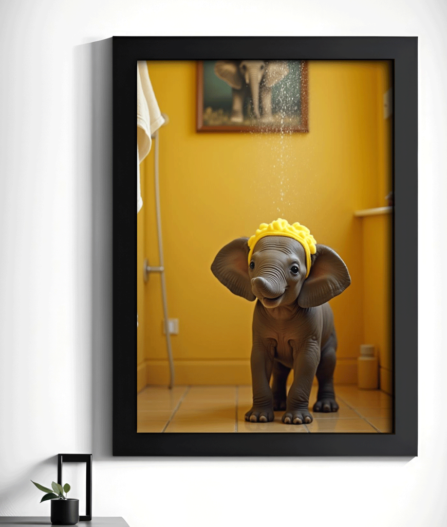 Funny Elephant Bathroom Picture – In The Shower Animal Prints