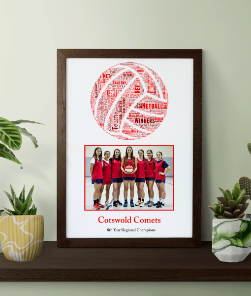 Netball Team Players Photo Gift – Personalised Word Art Sport Gifts